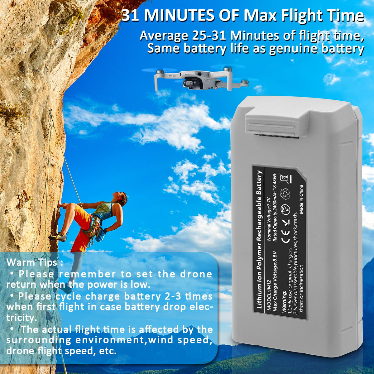 CoolShow safety protections on the drone battery for added reliability.