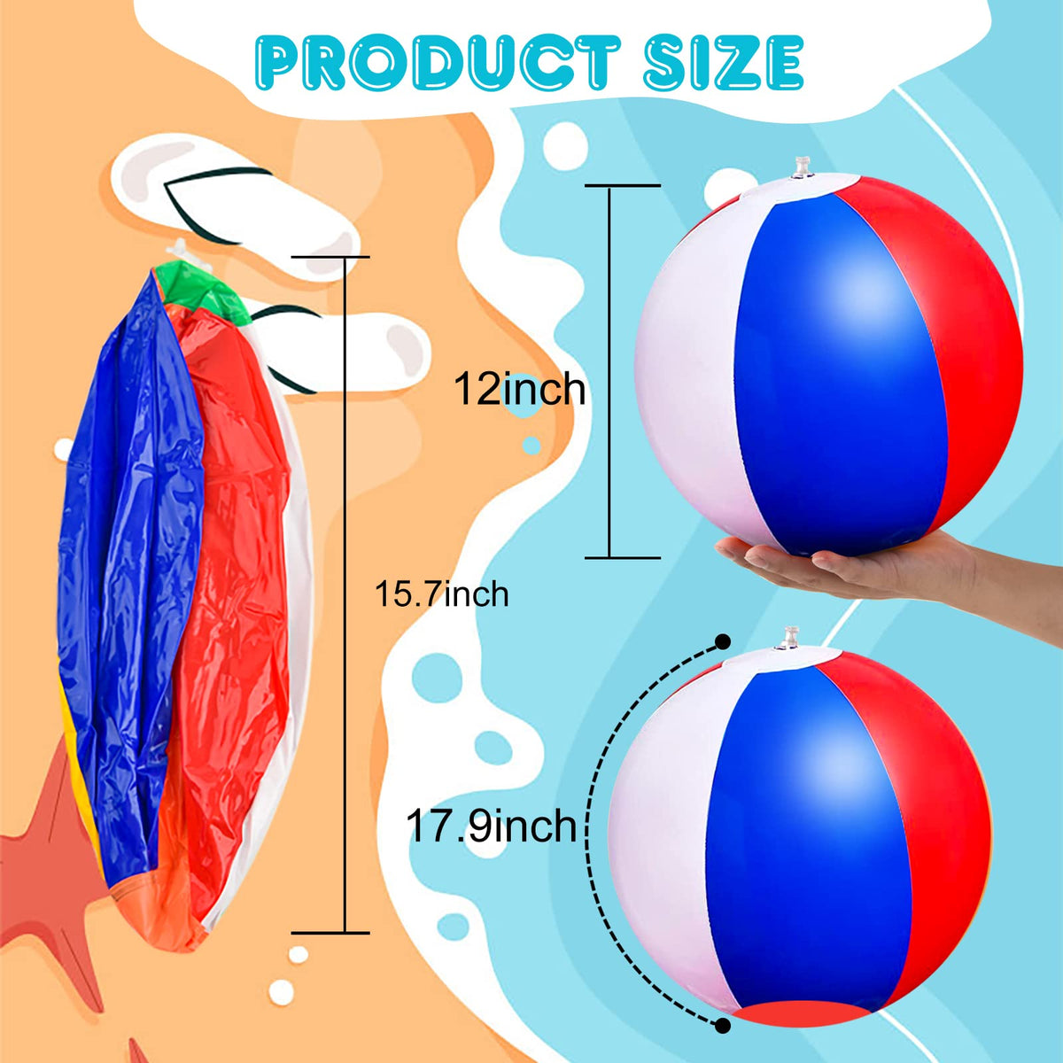 Coopay 24-pack rainbow beach balls for group games at the beach.