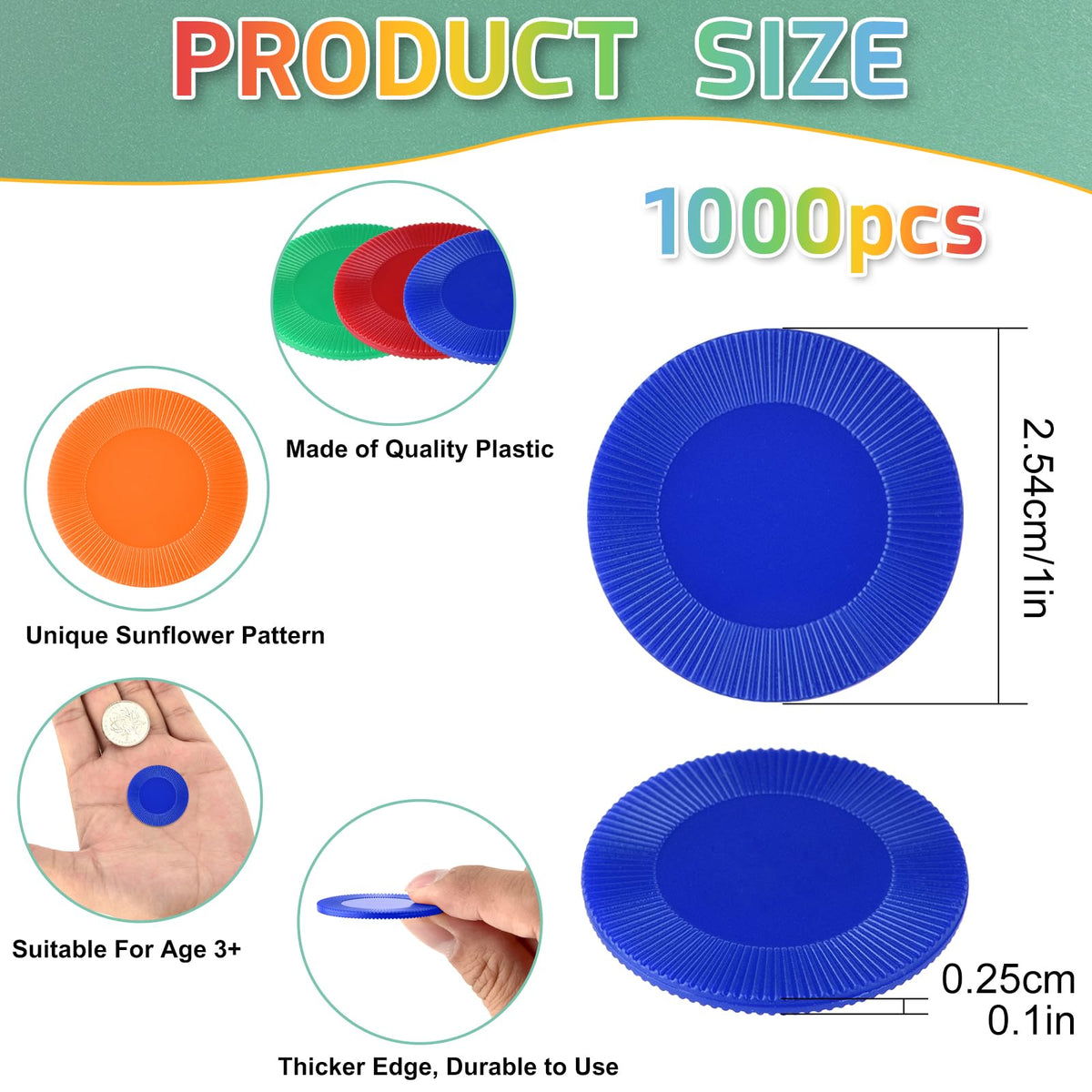 Coopay colorful 10-color chip set improves visibility during games.