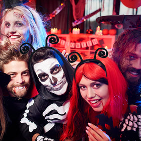Coopay headbands shown on a model for group costume ideas.