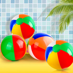 Coopay rainbow inflatable beach ball inflated to 12 inches for pool play.