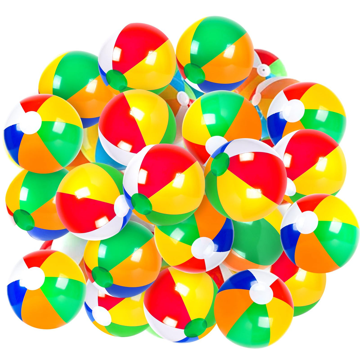 Coopay rainbow inflatable beach ball deflated, ready for quick beach setup.