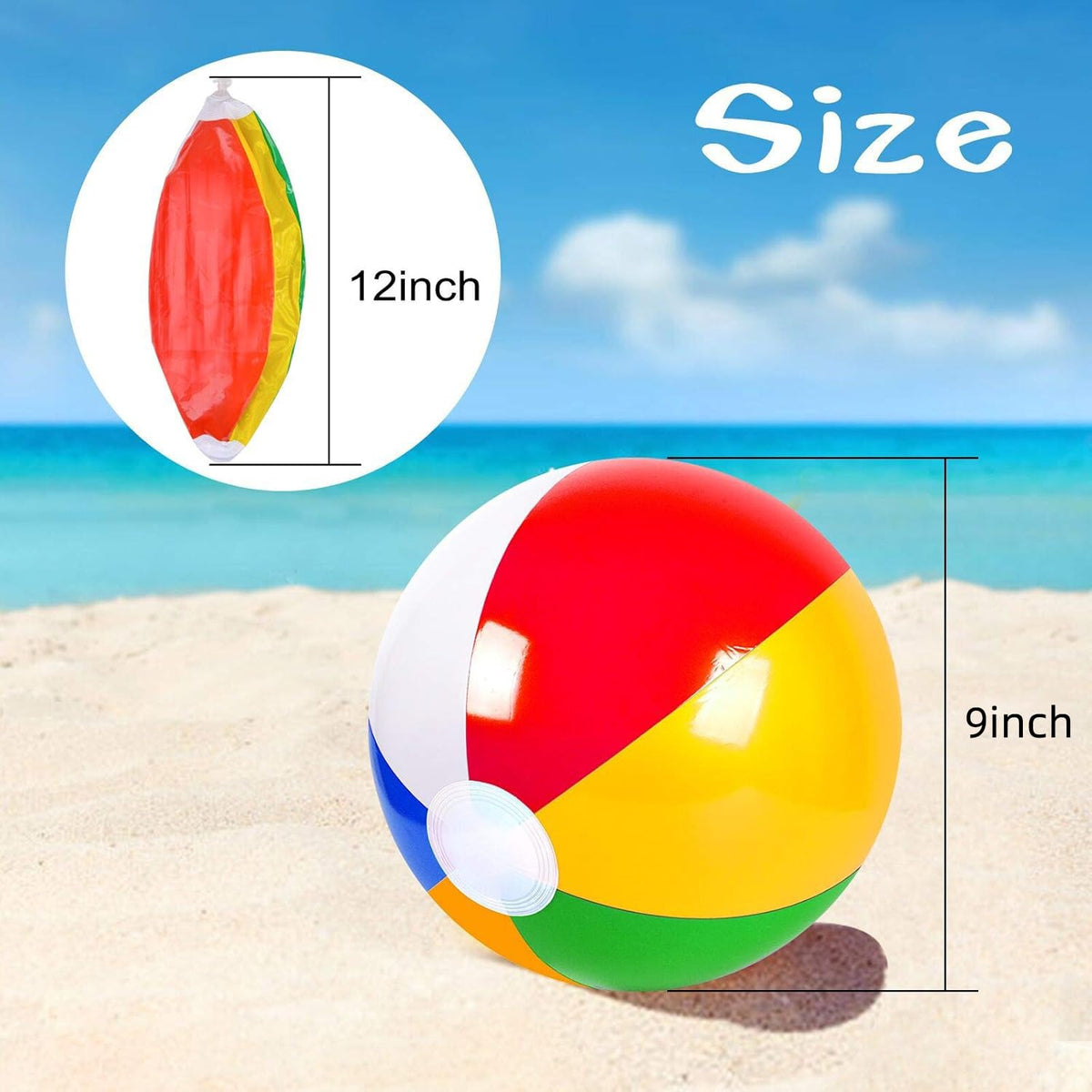 Coopay rainbow beach ball in use by kids for safe water play