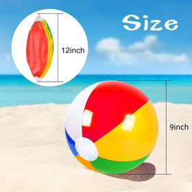 Coopay rainbow beach ball in use by kids for safe water play