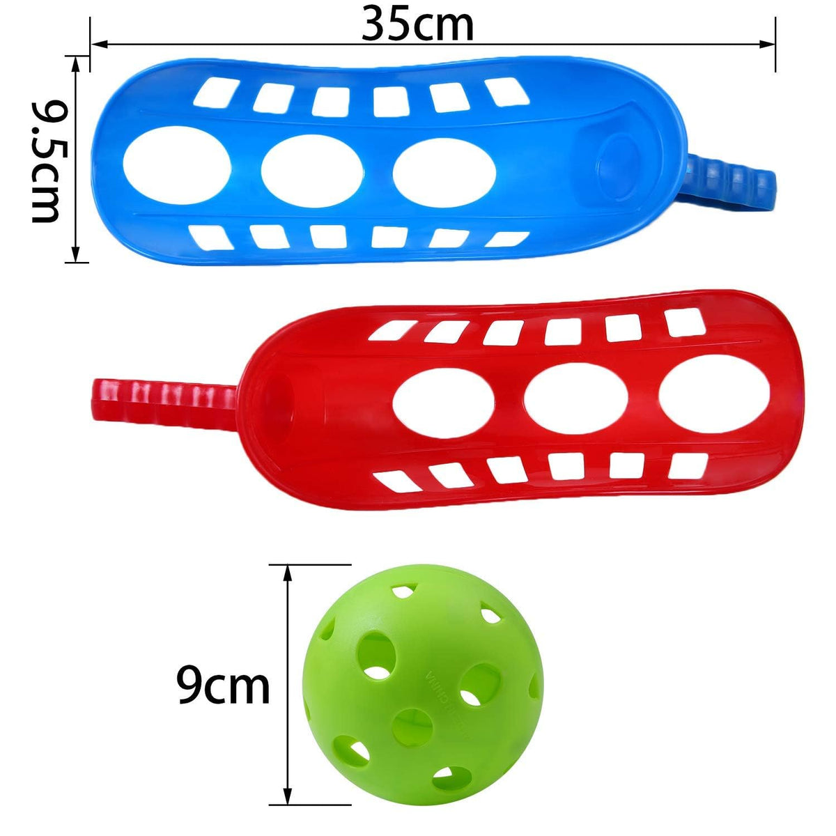 Cooraby catch balls shown, 9 cm diameter, smooth grip for confident catches.