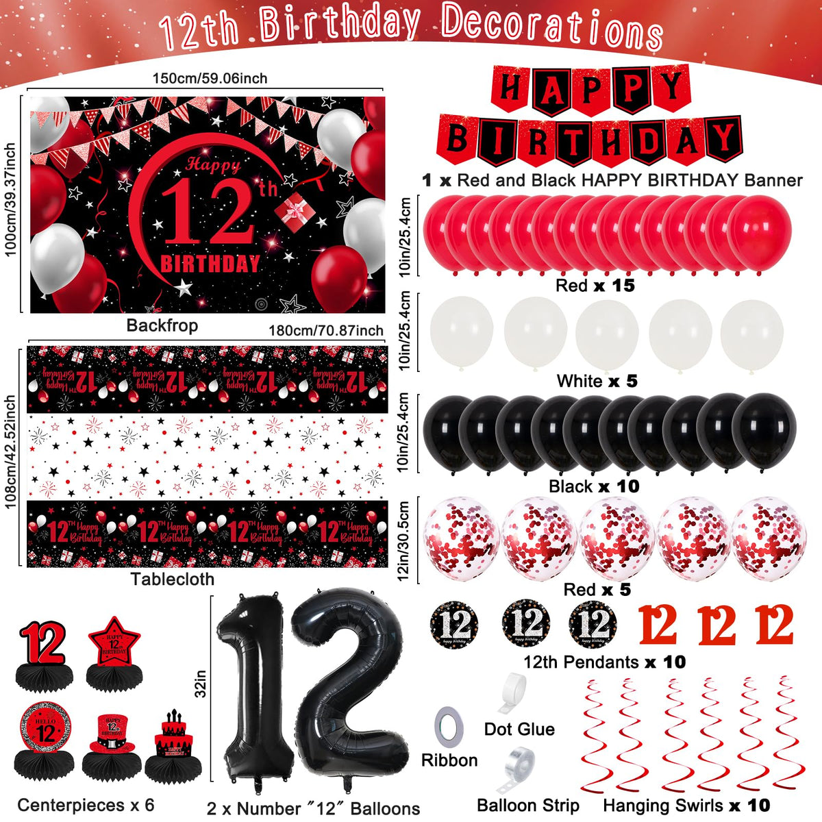 Coosilion 32 inch number 12 balloon highlighting milestone