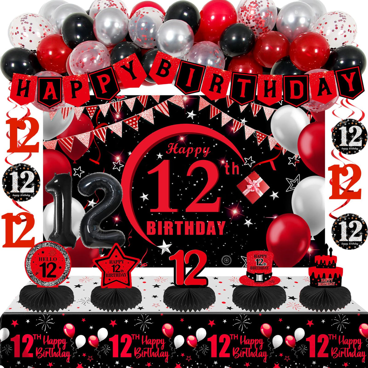 Coosilion 12th birthday banner for a bold party backdrop