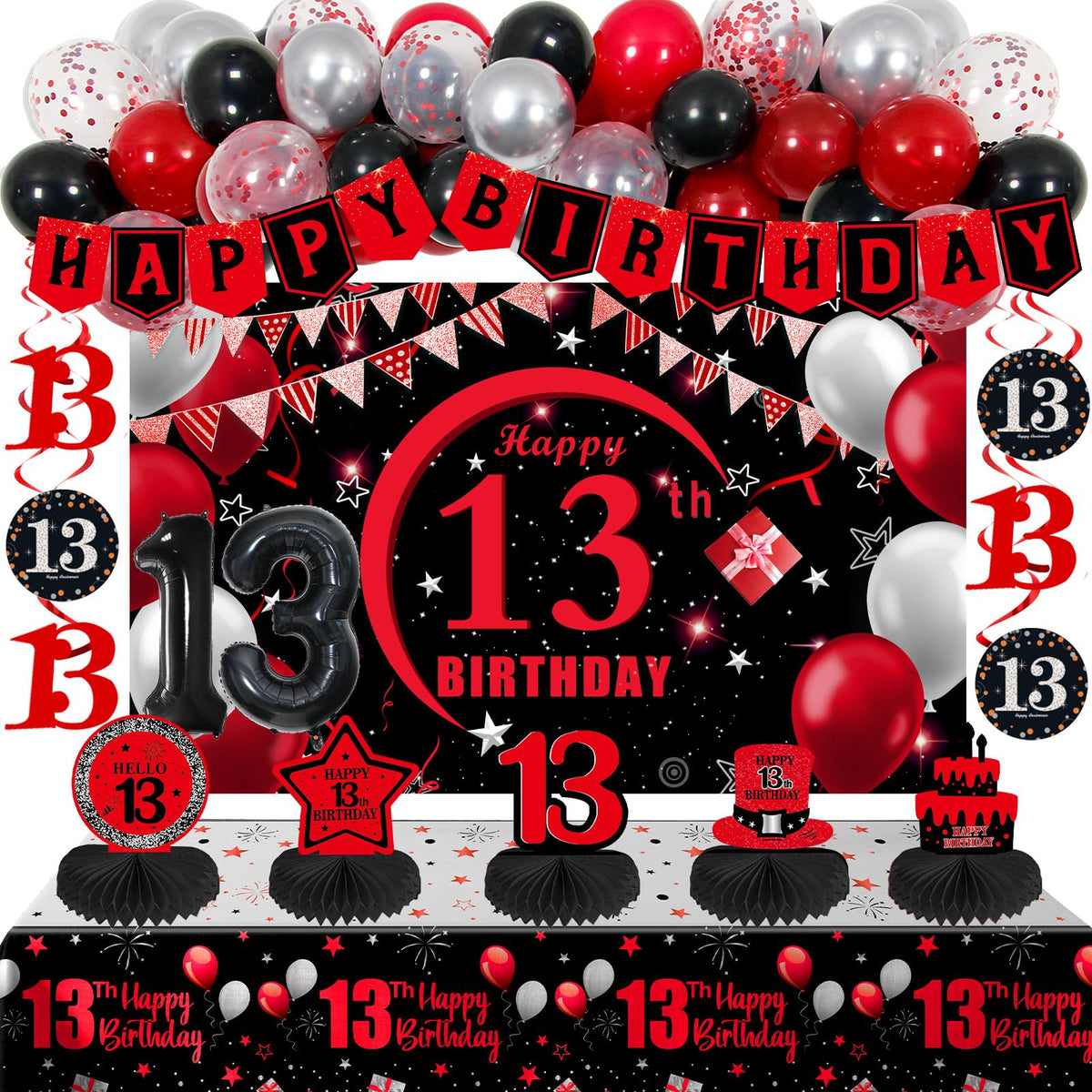 Coosilion 13th birthday banner decor for a vibrant photo backdrop