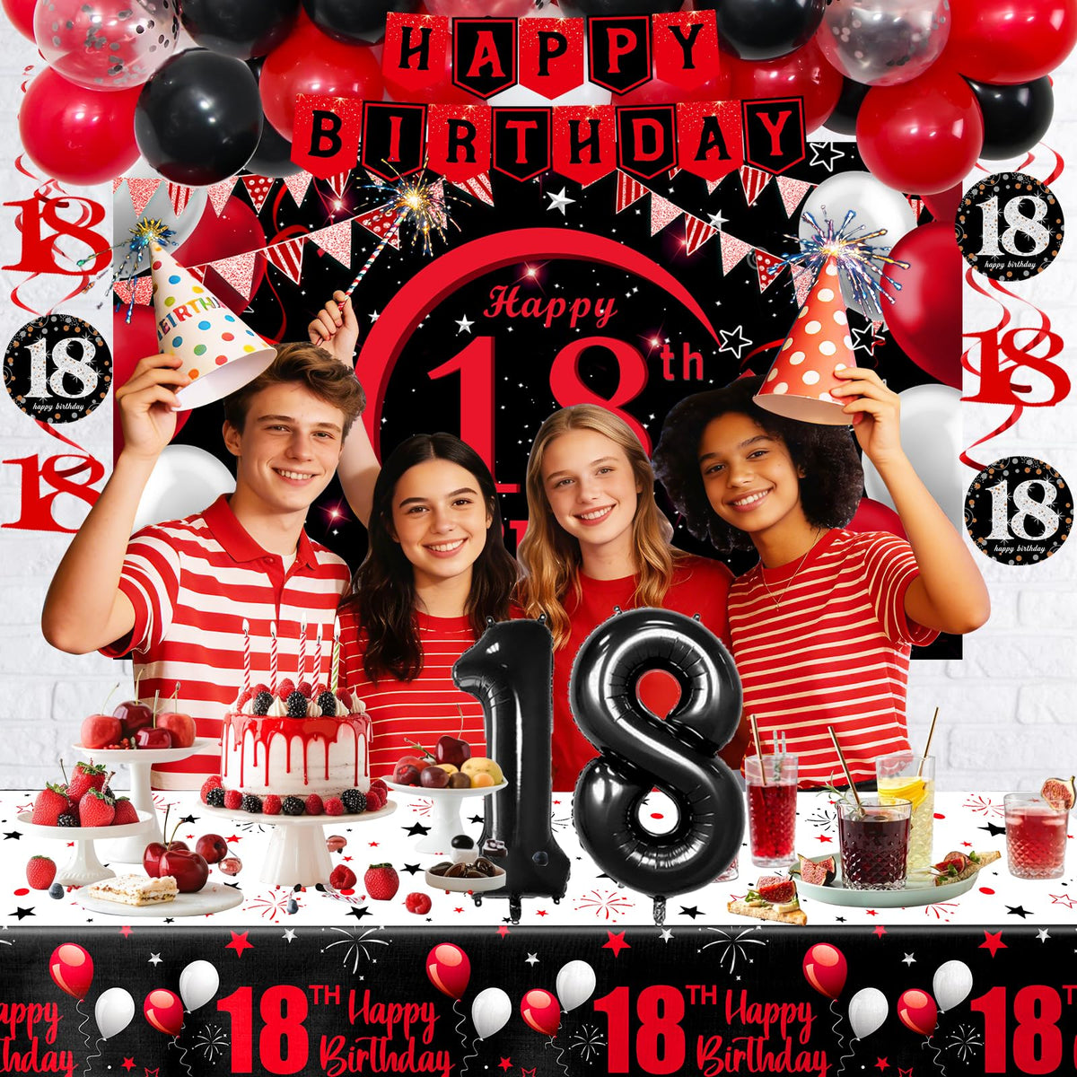 Coosilion 32-inch number 18 balloon for striking milestone photos