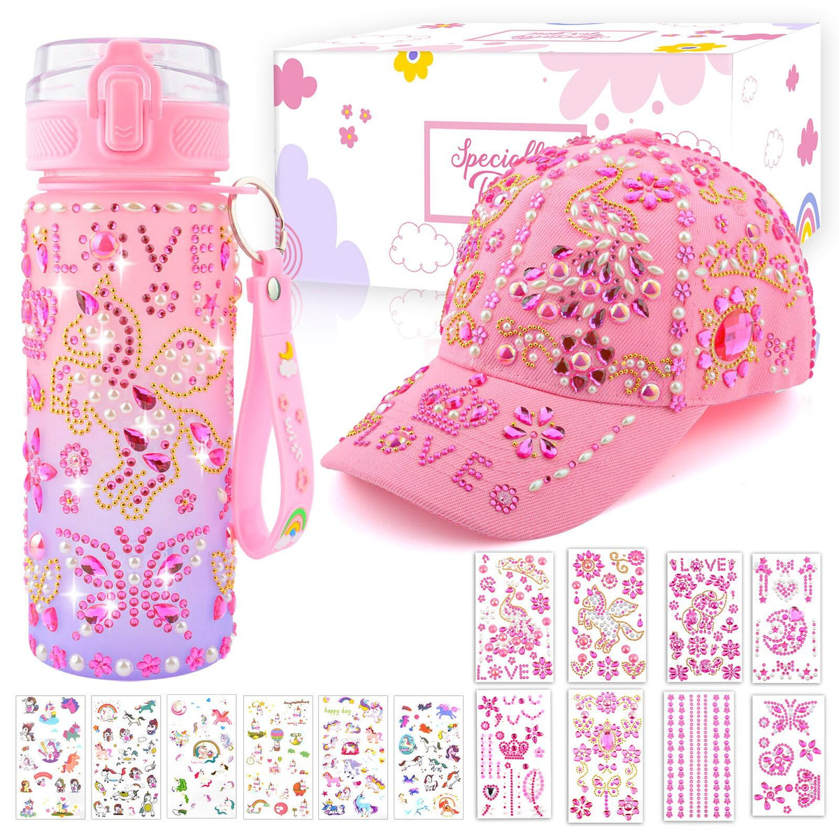 Coosilion water bottle kit lets kids customize with unicorn stickers.