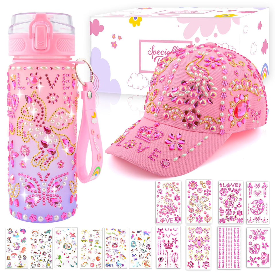 Coosilion water bottle kit lets kids customize with unicorn stickers.