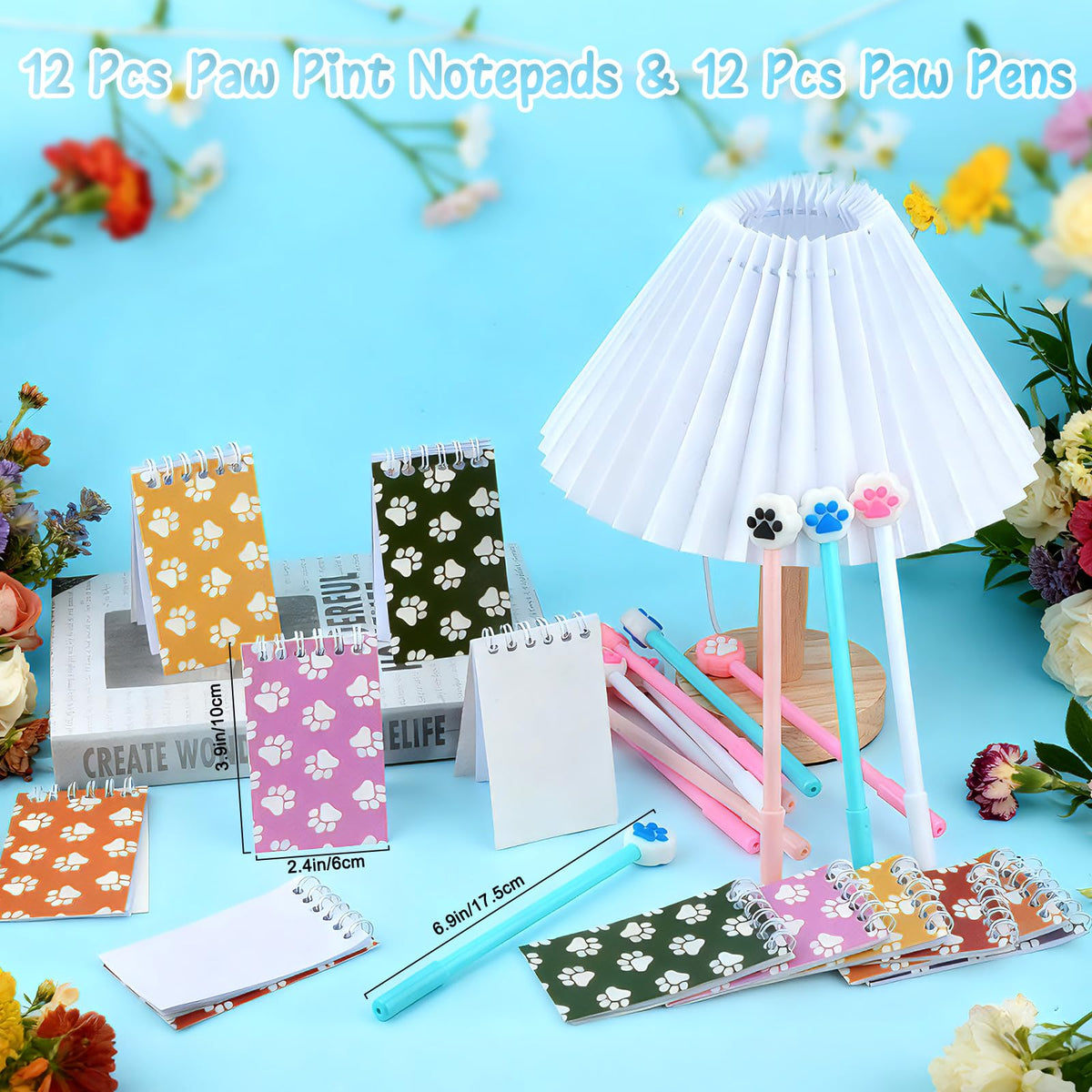 Gift-ready paw print set suits birthdays and back-to-school gifts.