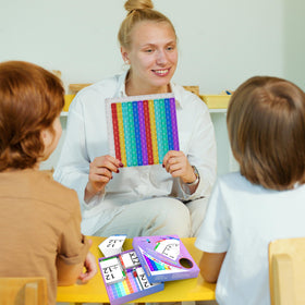 COOVA Pop It multiplication flash cards for engaging speed and accuracy practice.
