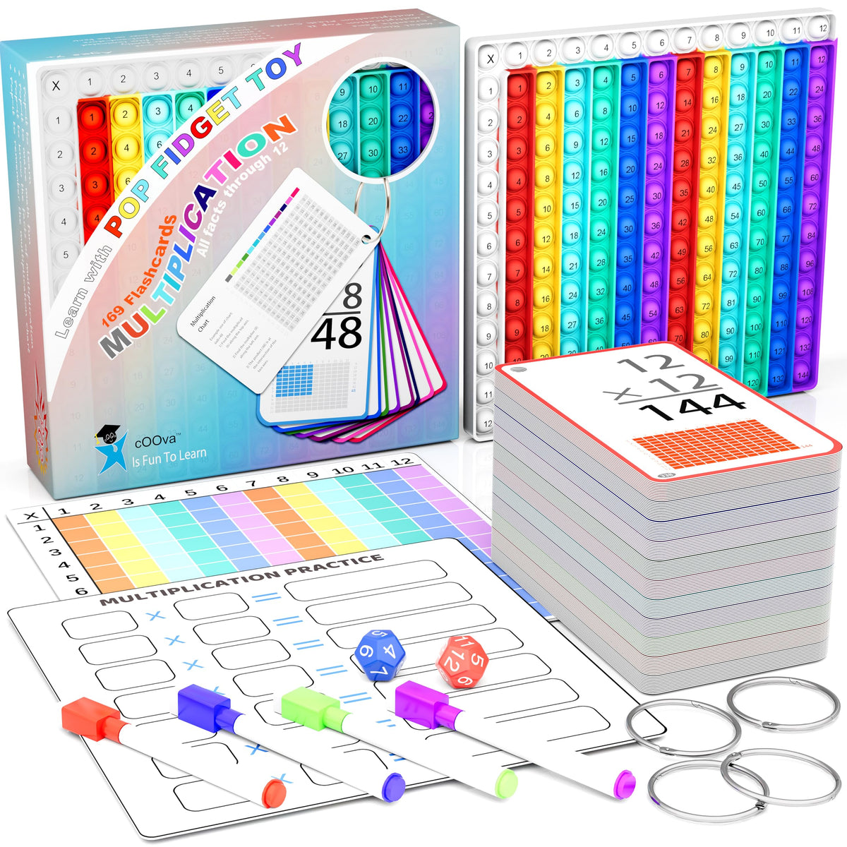 COOVA Pop It sight words flash card engages early readers for colorful word practice.