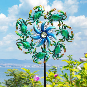 COOZZYHOUR crab wind spinner metal artwork sparkling in sunlight
