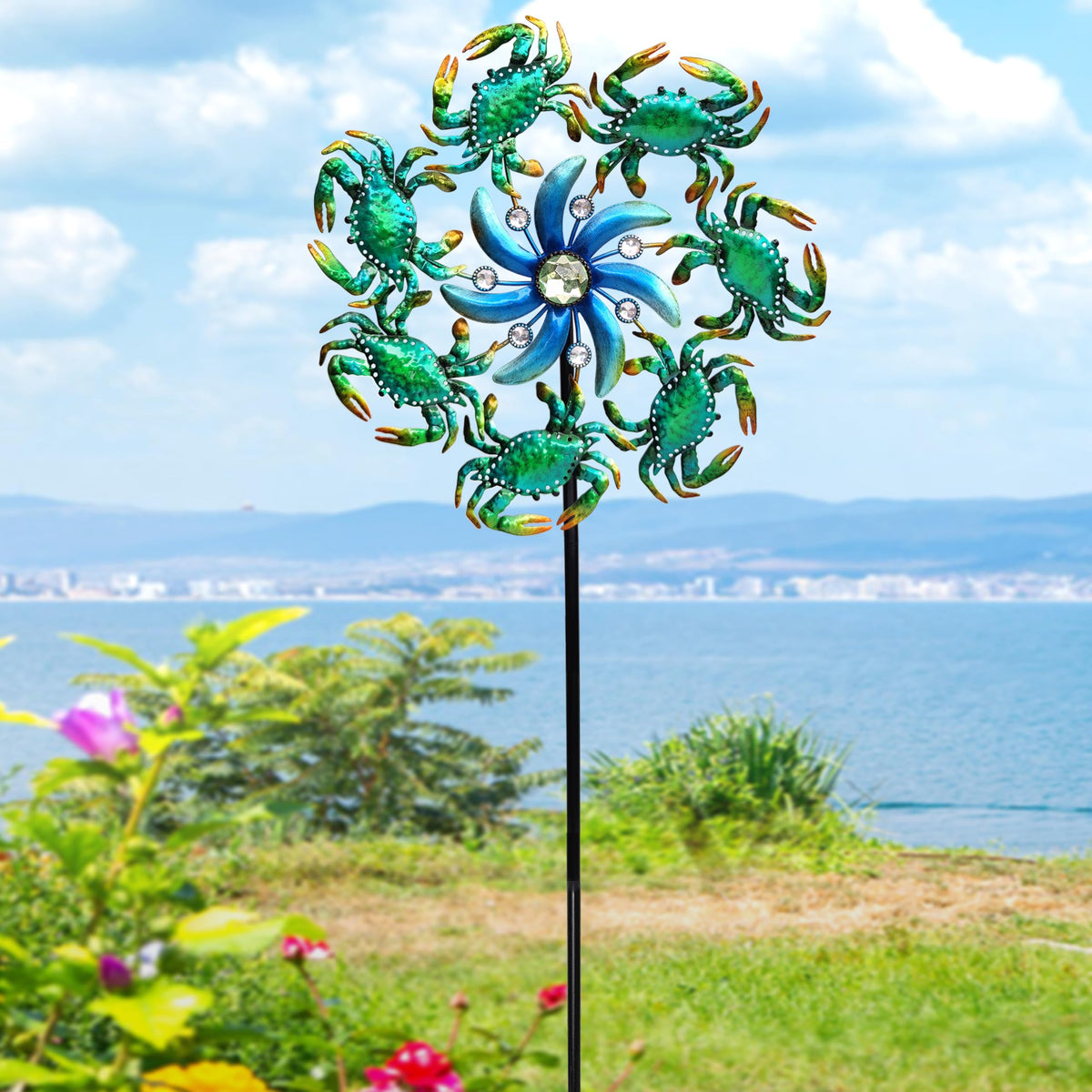 COOZZYHOUR crab wind spinner patio decor for inviting outdoor space