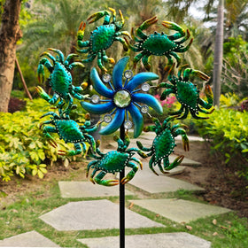 COOZZYHOUR crab wind spinner yard art for coastal landscapes