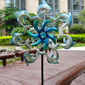 COOZZYHOUR Dolphin wind spinner highlights the 39 inch height for yard display