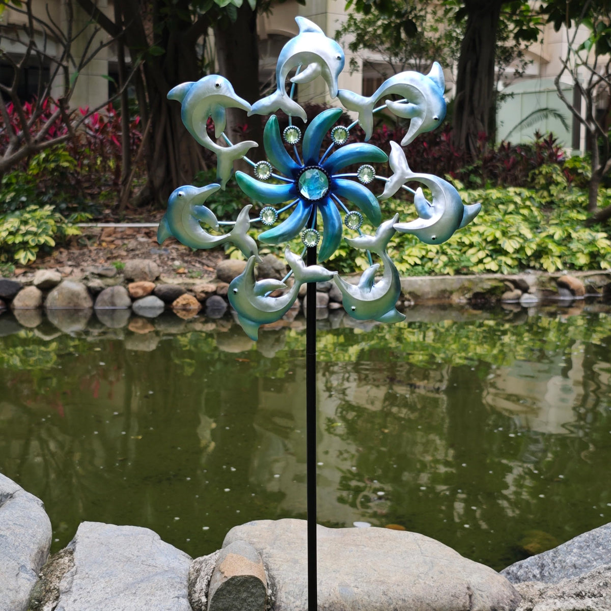 COOZZYHOUR Patio art wind spinner adds motion and color to outdoor spaces