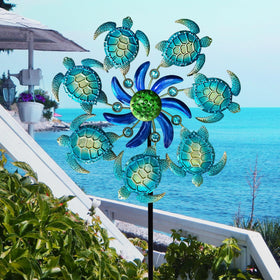 COOZZYHOUR metal flowers acrylic beads accent on turtle spinner