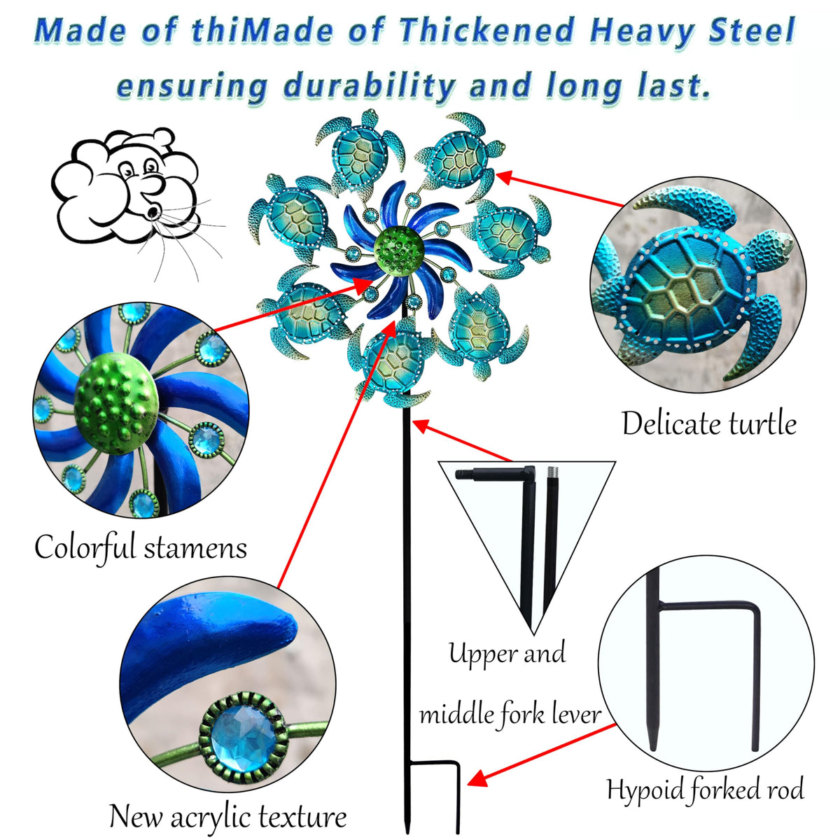 COOZZYHOUR outdoor garden art with sea theme wind spinner
