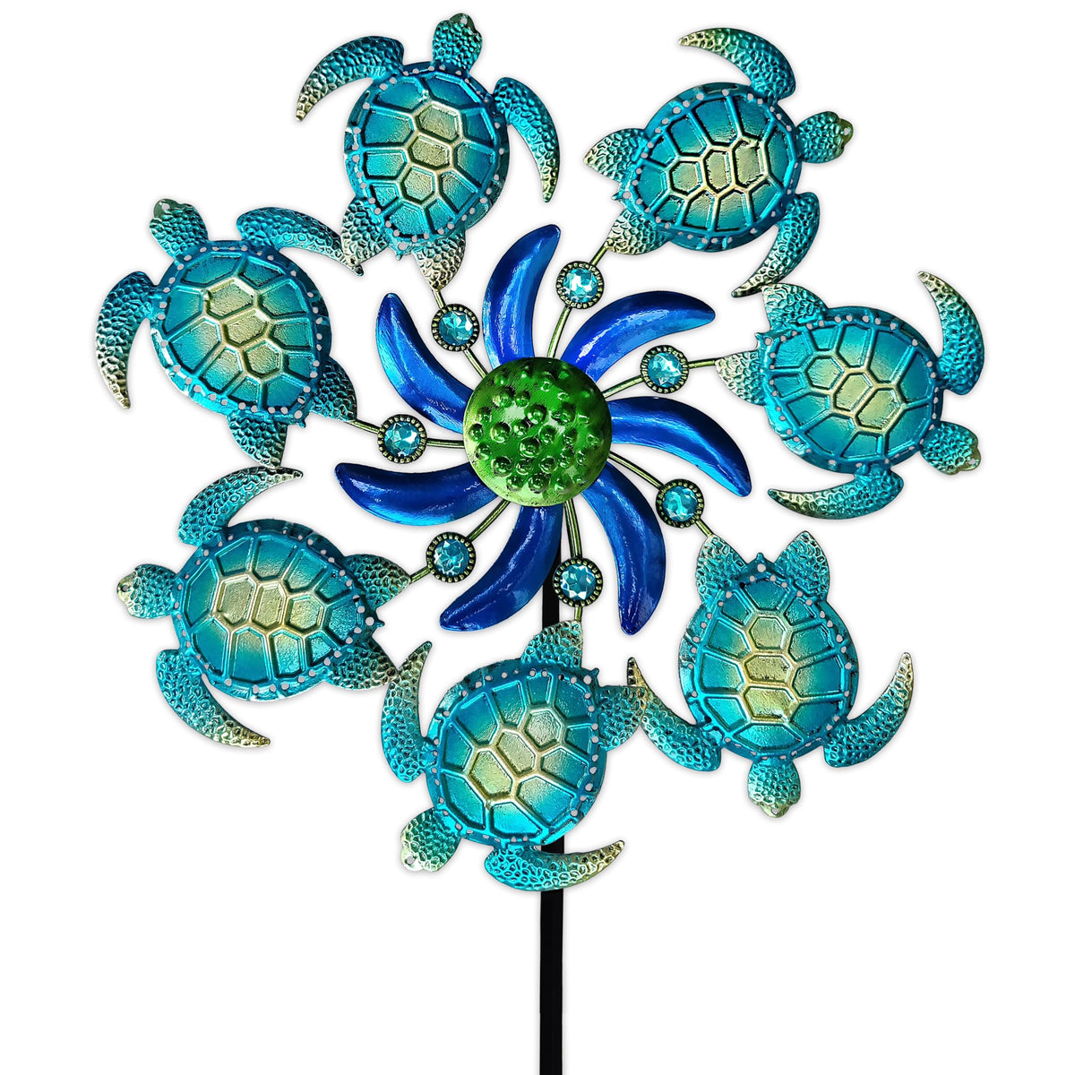 COOZZYHOUR sea turtle wind spinner stake in garden, motion and charm in sunlight