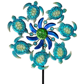COOZZYHOUR sea turtle wind spinner stake in garden, motion and charm in sunlight