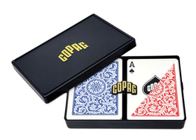 Copag 1546 design poker-size deck with a durable plastic finish for smooth shuffles.