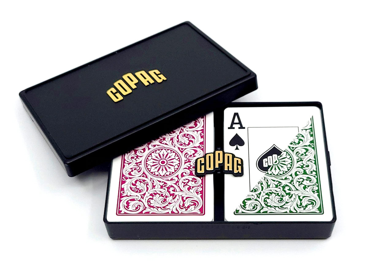 Copag 1546 green burgundy cards with a durable finish for long sessions