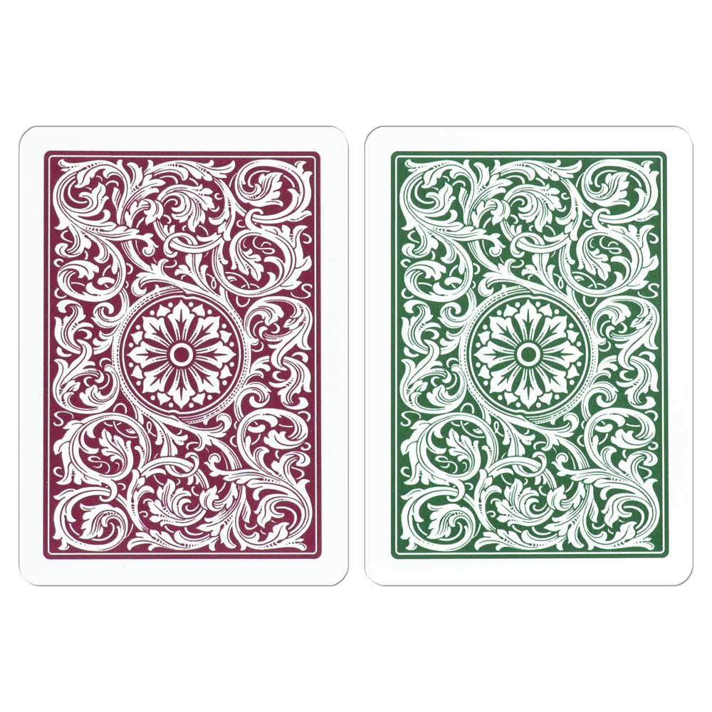 Elegant green and burgundy palette enhances table presence.