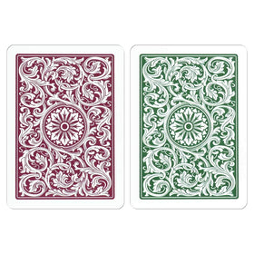 Elegant green and burgundy palette enhances table presence.