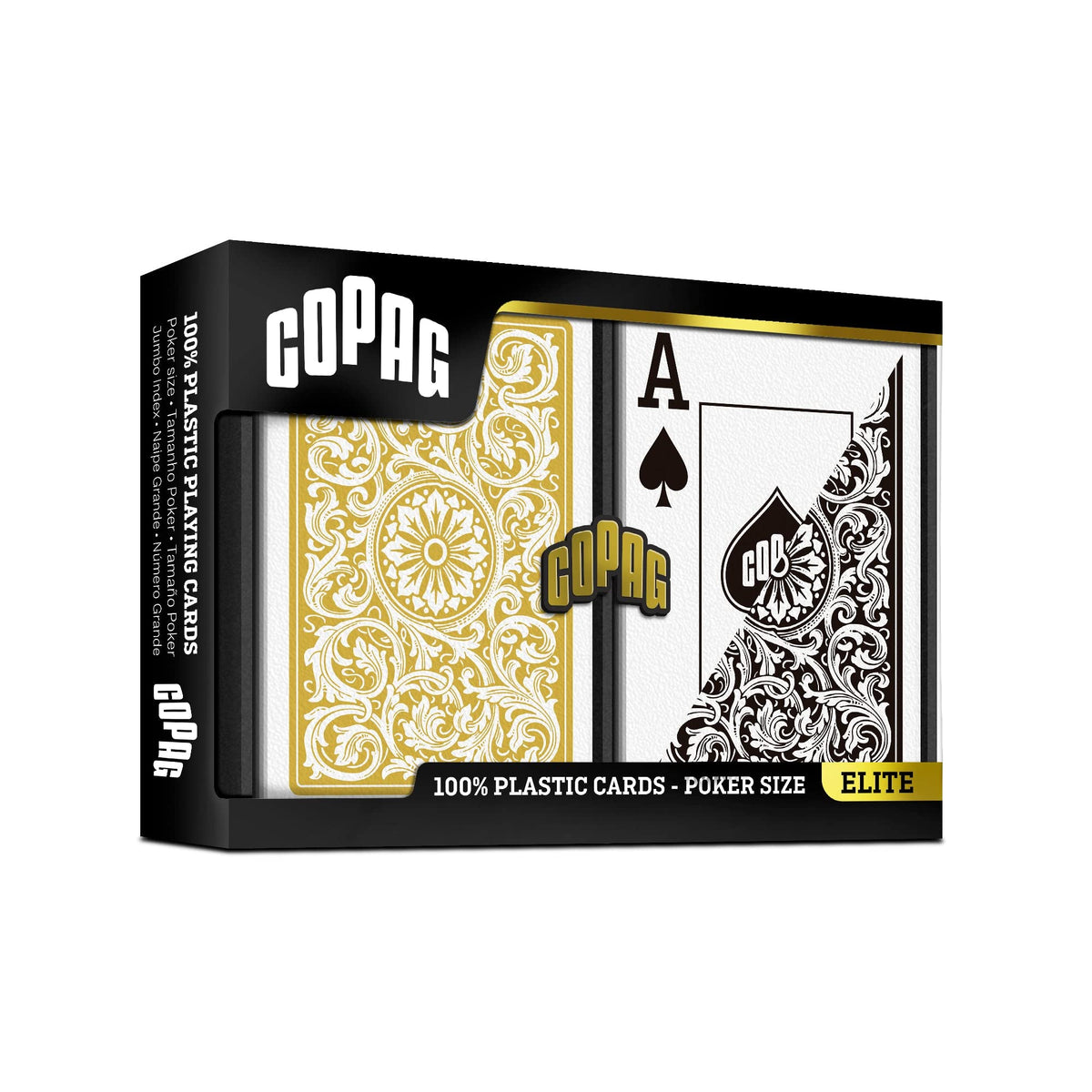 Copag 1546 plastic deck closeup highlighting smooth shuffle and resilience.