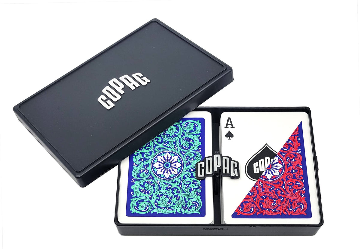 Copag 1546 Neoteric deck in hard plastic case for safe transport.