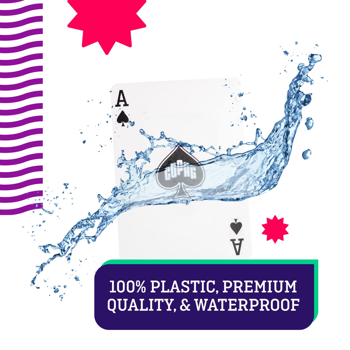 Copag 1546 Neoteric 100% plastic PVC cards resist liquids.