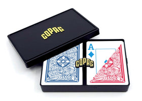Copag 4-Color Faces legacy deck front for easy color recognition during play.
