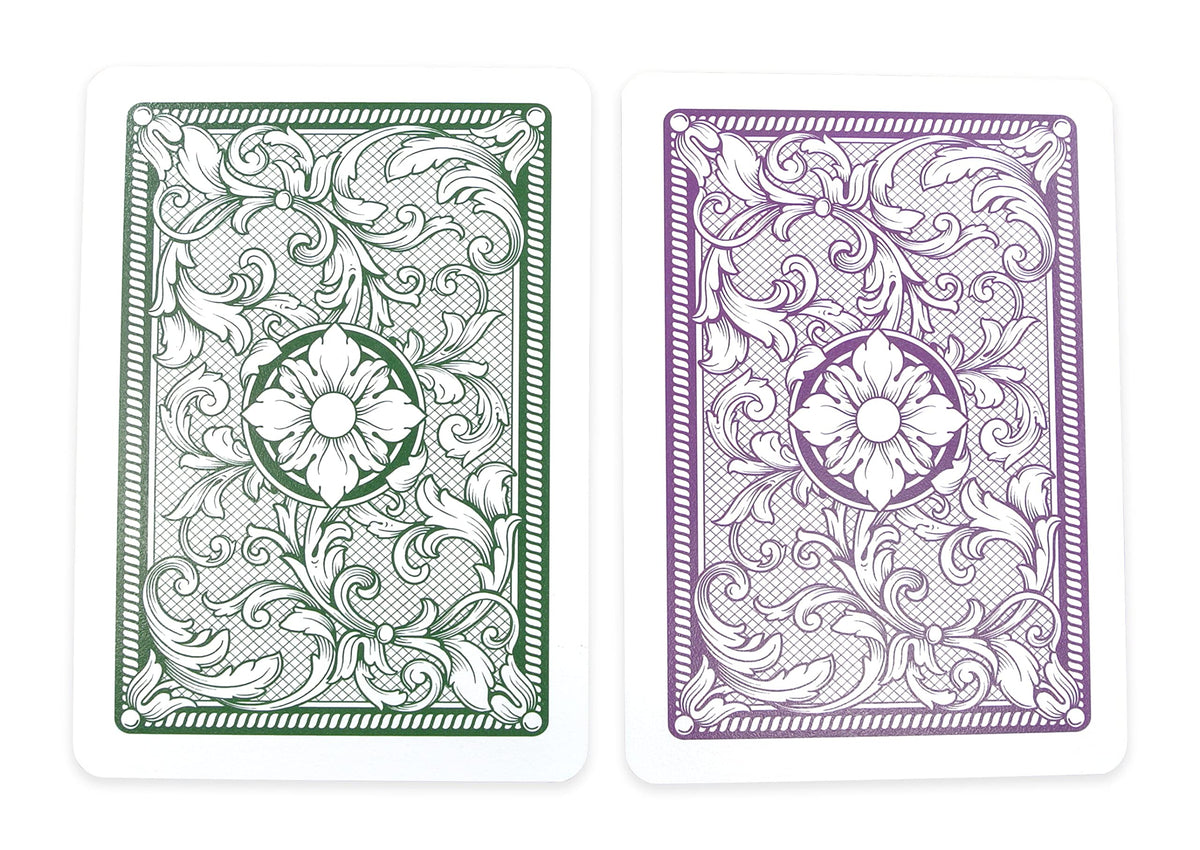 Double deck Copag Legacy set in green and purple adds elegance.