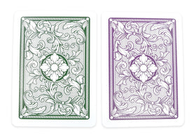 Double deck Copag Legacy set in green and purple adds elegance.
