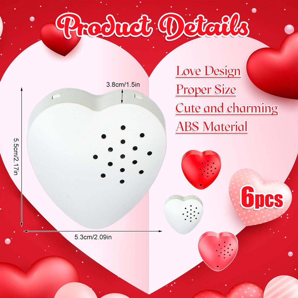 Copkim heart-shaped white voice recorder embedded in a plush toy