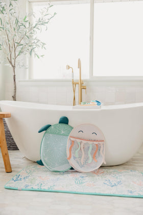 Copper Pearl Oceana sturdy tub toy storage net that dries toys and reduces clutter.