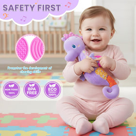 Coqin seahorse toy bright colors stimulate vision.