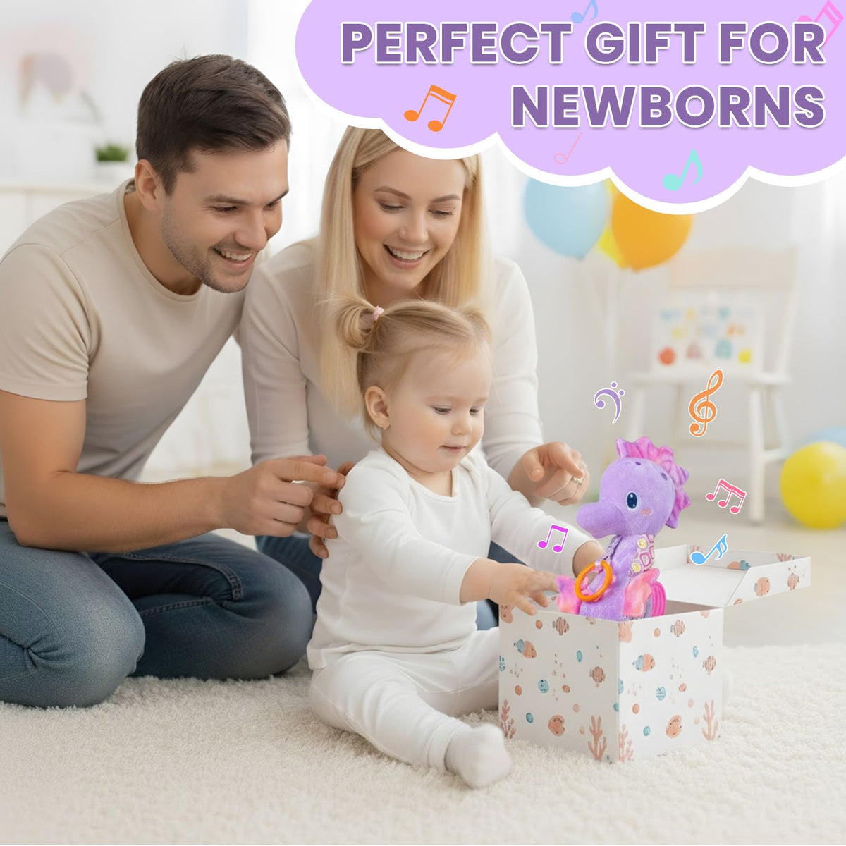 Coqin plush seahorse uses soft, safe materials.
