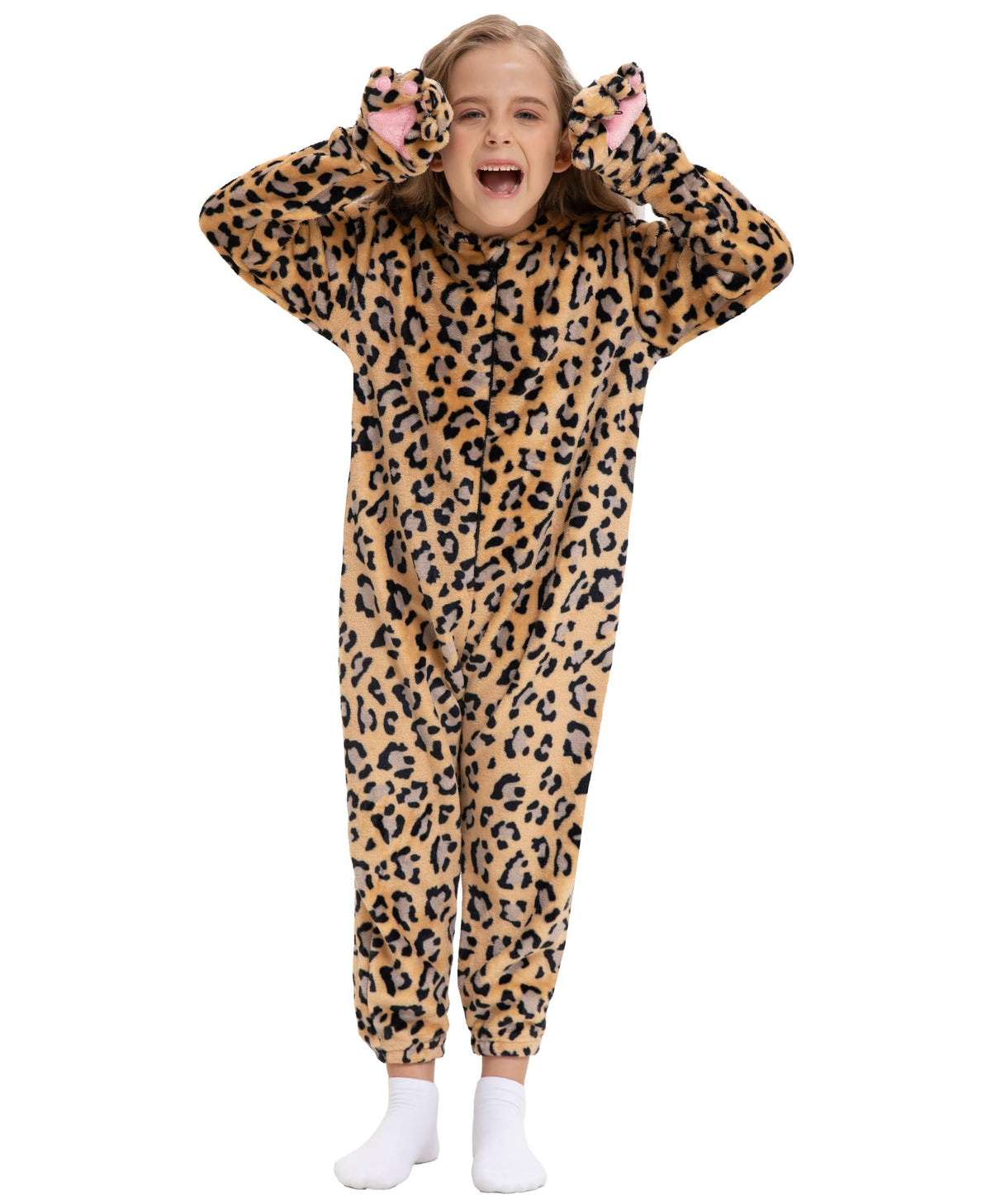 Corespe cheetah costume made from soft stretch fabric for comfort.