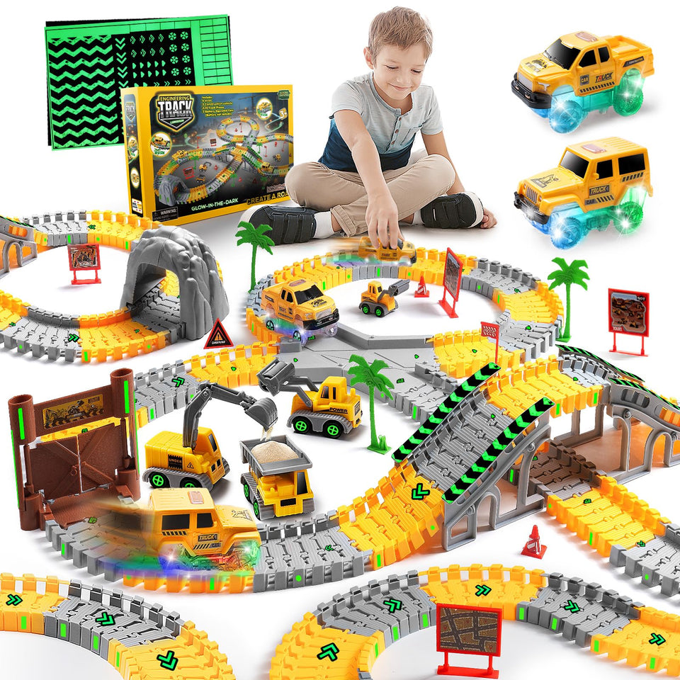 Coroiesty 264pcs construction tracks, colorful play setup to spark creativity and problem-solving.