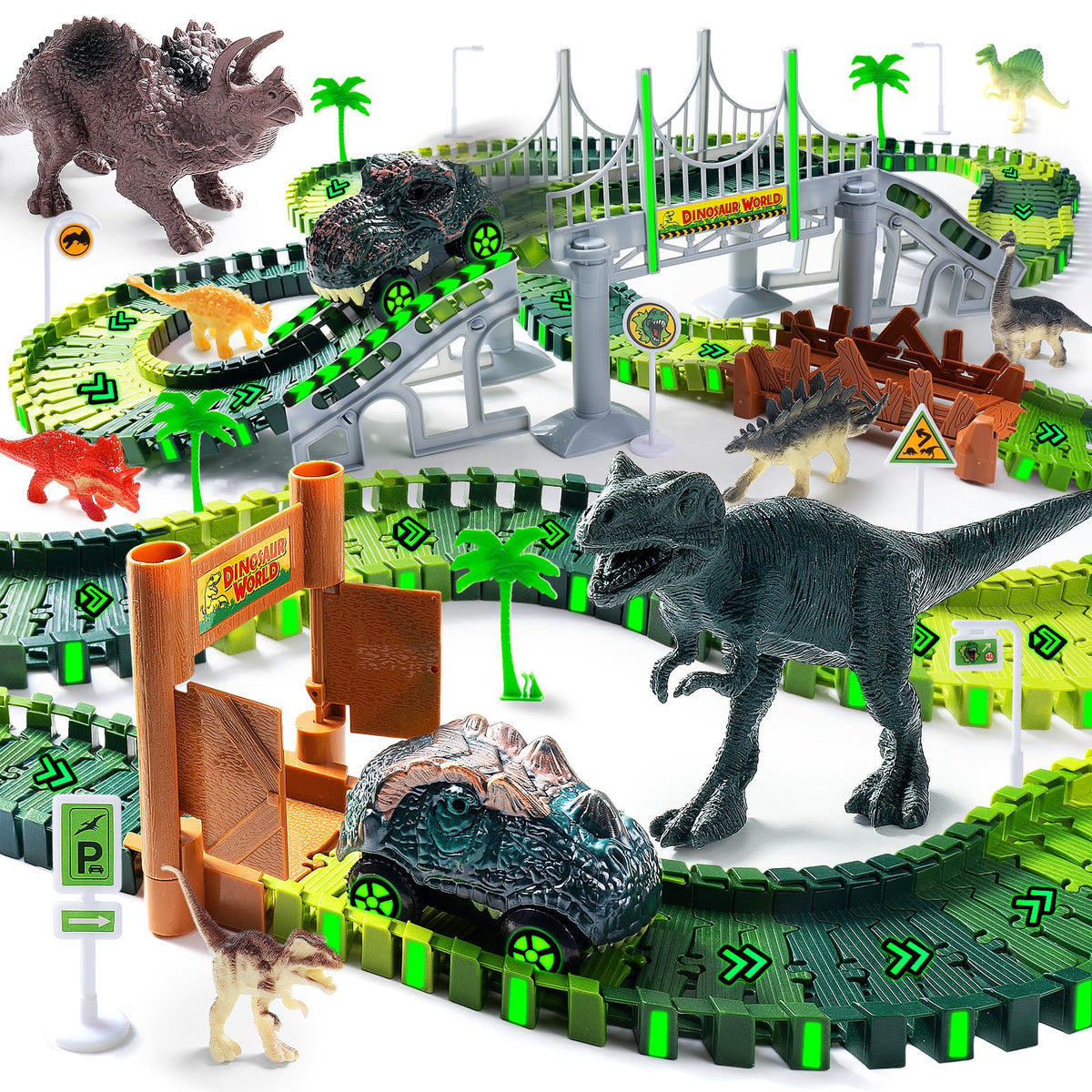 Coroiesty dinosaur track set assembly view supports creative play.