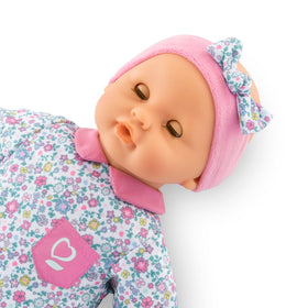 Corolle Bebe Calin Capucine sleeping eyes open and close for nap-time realism.