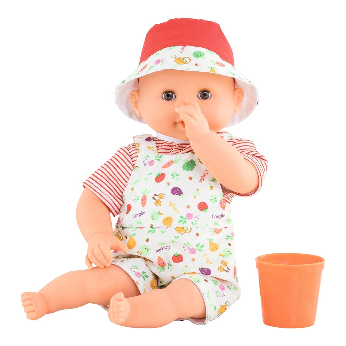 Corolle Bebe Bath Calypso Garden doll with play cup for bath time fun.