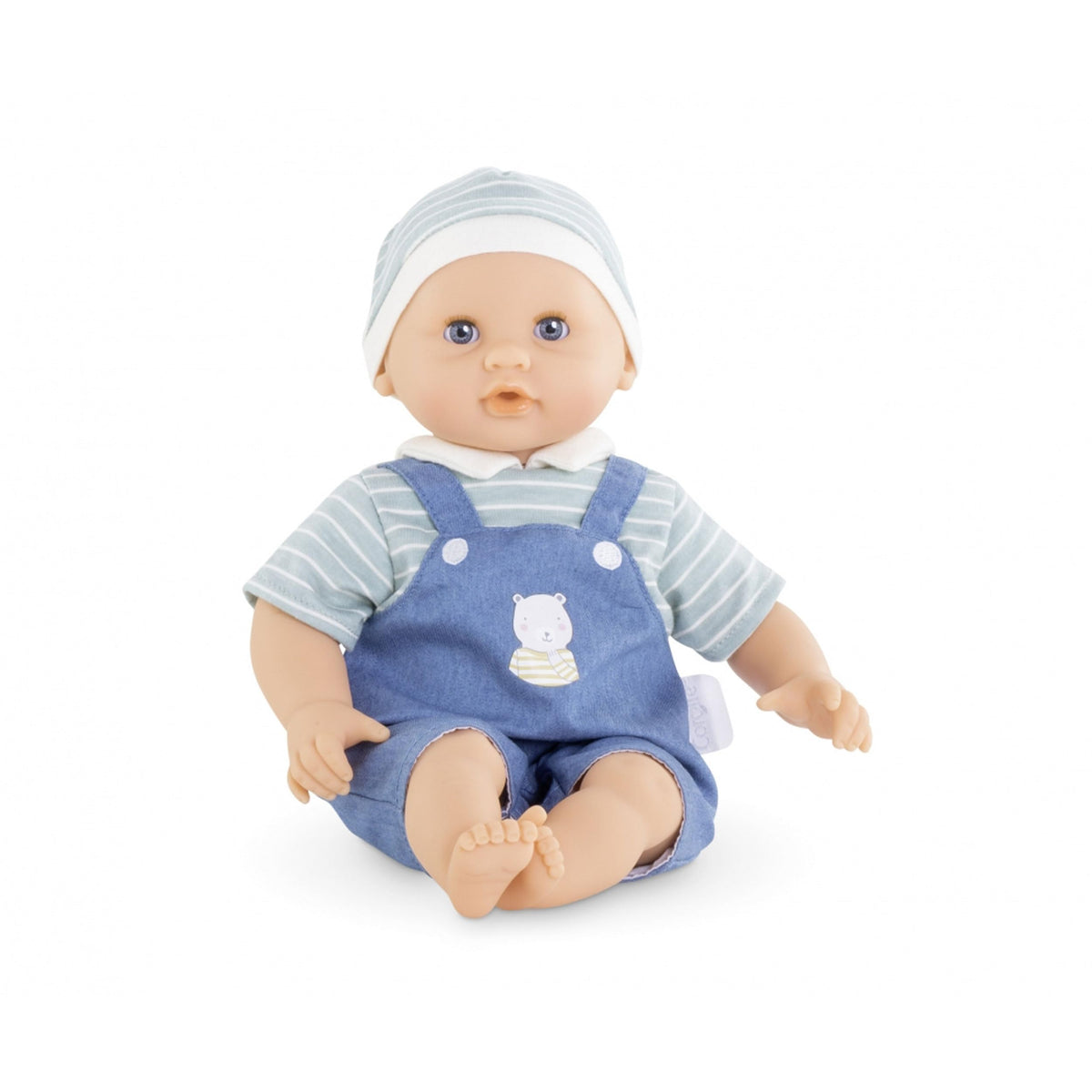 Corolle Bebe Calin Mael Boy in pink pajama set for cuddles and nurturing play.