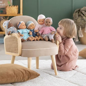 Corolle Bebe Calin Mael Boy with vanilla-scented vinyl skin for sensory play.