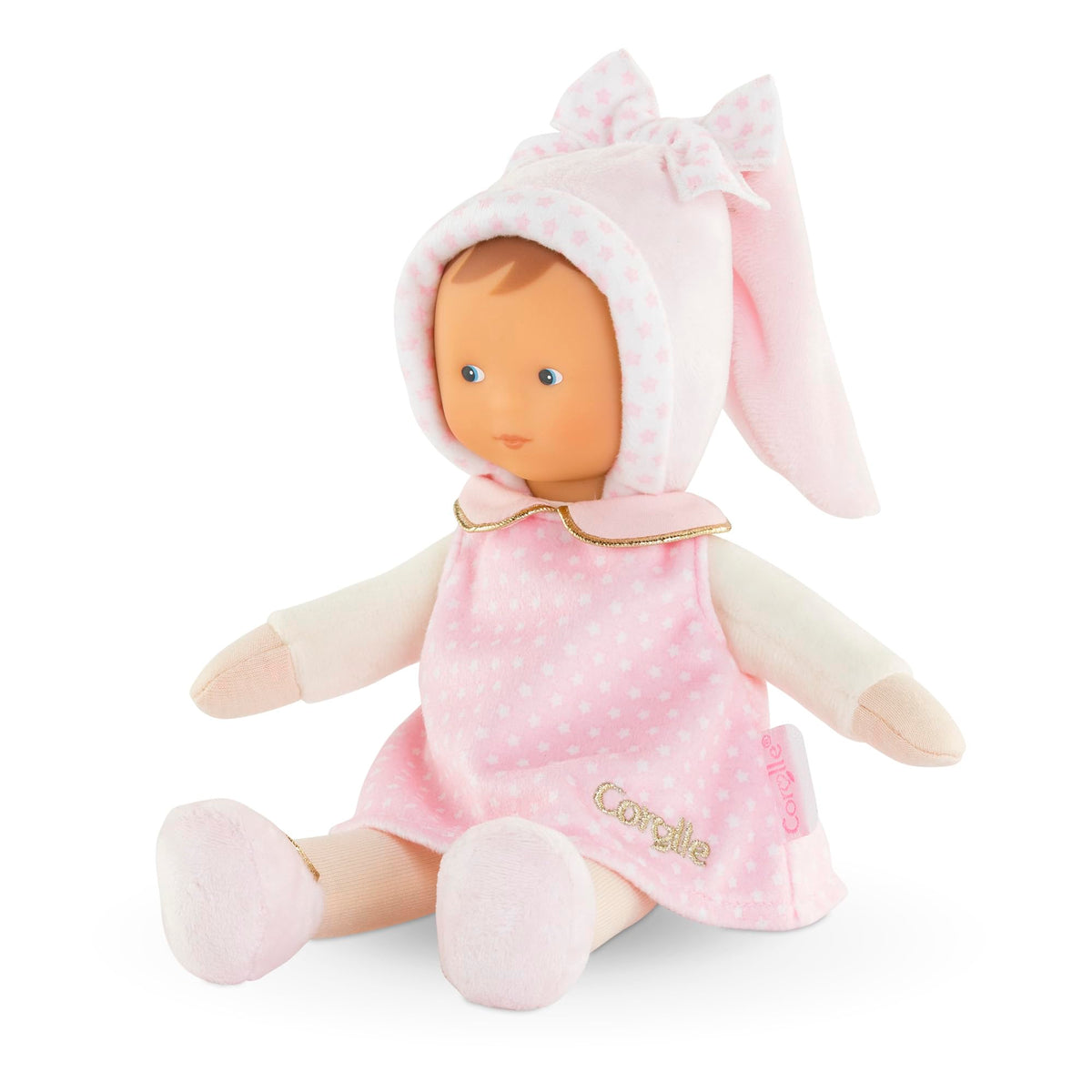 Corolle Miss Starry Dreams soft doll with a cuddly body, ideal for tiny hands.