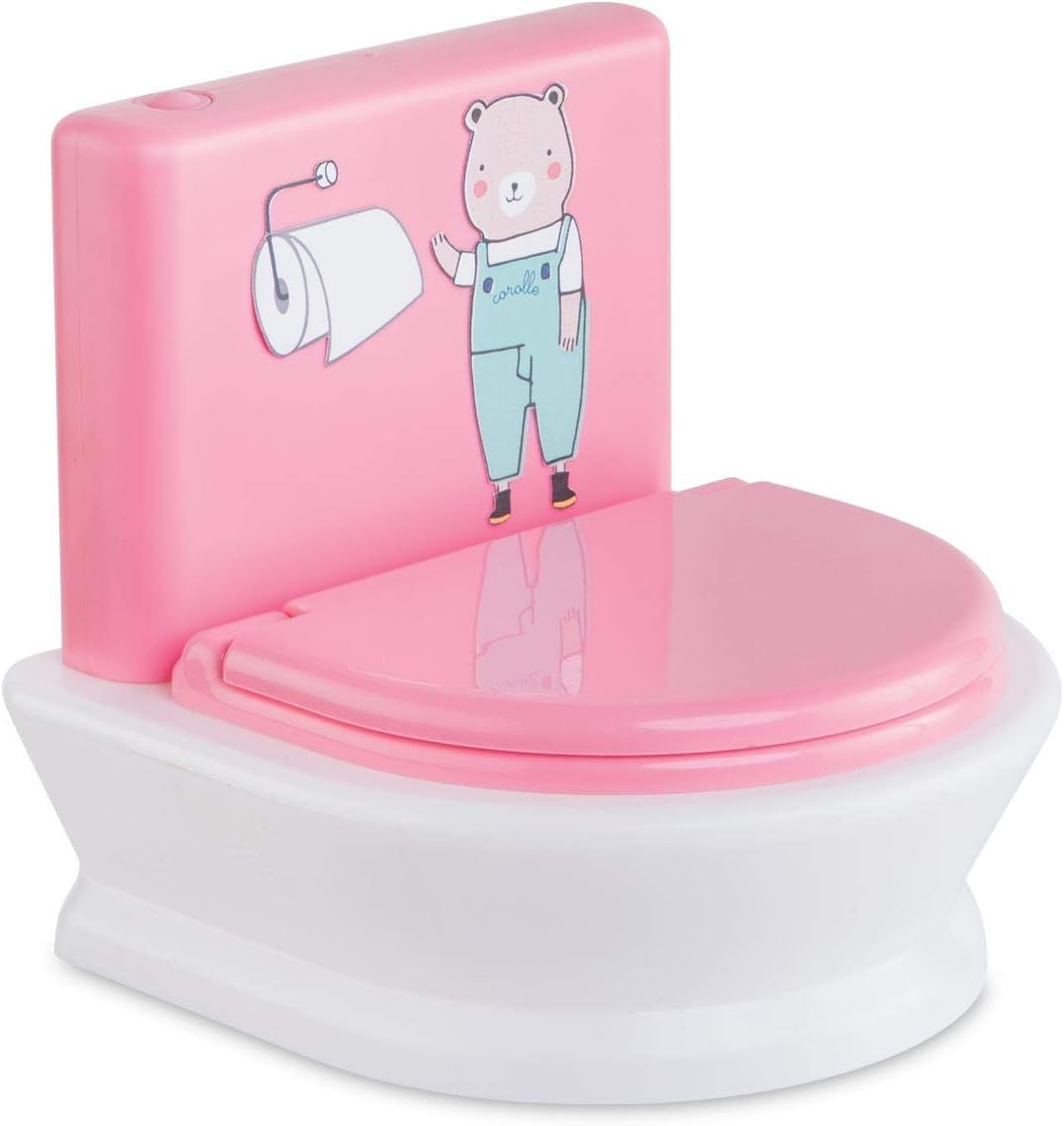Corolle real-life potty training doll toilet with flush sound supports immersive play.